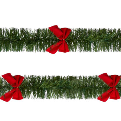 16Ft Tinsel Bow Christmas Garland from B&Q