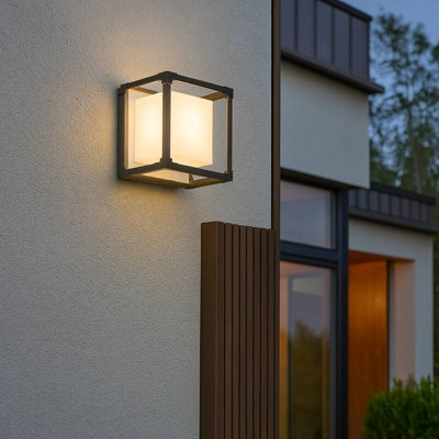 Edit Tinos Led Outdoor Flush Wall Light Dark Grey from B&Q
