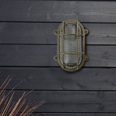 Portwest Westport Coastal Sheringham Outdoor Flush Wall Light Brass from B&Q