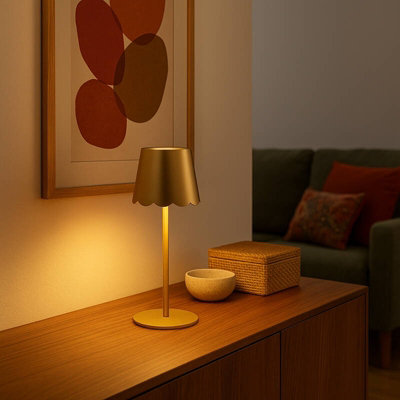 B&Q -  Aoife Usb Rechargeable Battery Operated Led Touch Table Lamp Gold