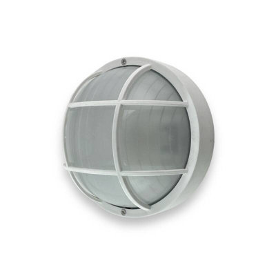 Edit Coastal Pier Outdoor Round Bulkhead Wall Light White from B&Q