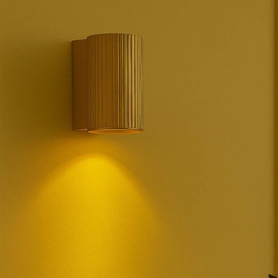 Portwest Westport Moto Knurl Ridged Wall Light Brass from B&Q