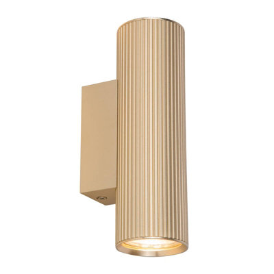 Portwest Westport Moto Knurl Ridged 180 Up & Down Wall Light Brass from B&Q