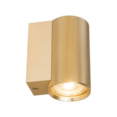 Portwest Westport Moto Knurl Wall Light Brass from B&Q