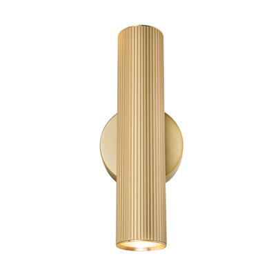 Portwest Westport Silk Knurl Fluted 250 Up & Down Wall Light Bronze from B&Q