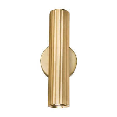 Portwest Westport Silk Knurl Ridged 250 Up & Down Wall Light Brass from B&Q