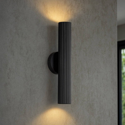 Portwest Westport Moto Knurl Ridged 350 Up & Down Wall Light Black from B&Q