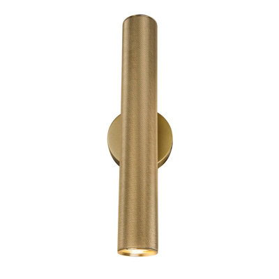 Portwest Westport Moto Knurl 350 Up & Down Wall Light Brass from B&Q
