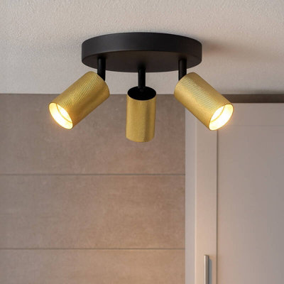 Portwest Westport Moto Knurl 3 Light Spotlight Plate Brass from B&Q