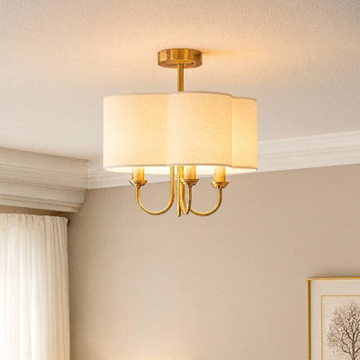 Wisteria Bridge 3 Arm Semi-Flush Ceiling Light Antique Brass from B&Q