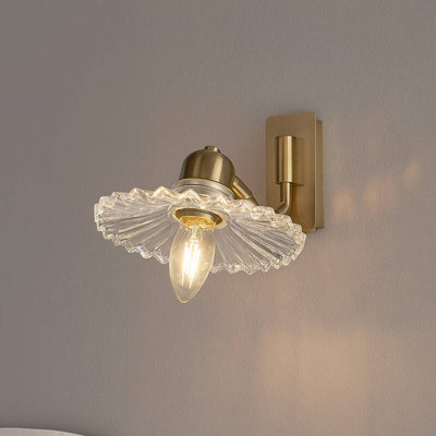 Wisteria Notting Adjustable Clear Glass Wall Light Antique Brass from B&Q