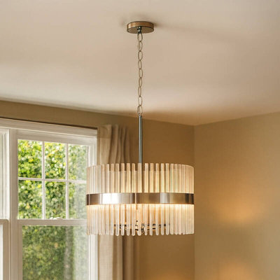 Wisteria Rosa Clear Glass Ceiling Pendant Light Nickel from B&Q