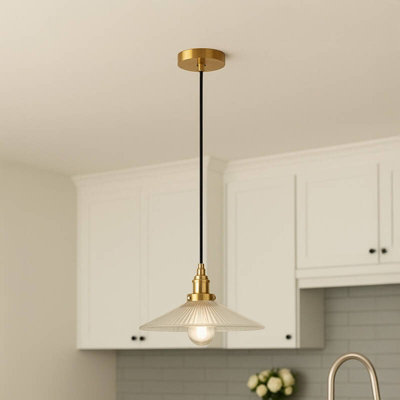 Wisteria Serena Clear Glass Ceiling Pendant Light Antique Brass from B&Q