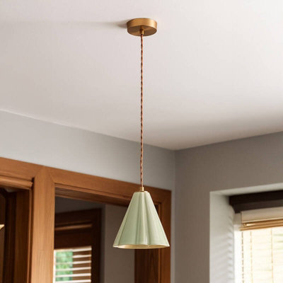 Edit Iris Ceramic Ceiling Pendant Light Antique Brass from B&Q