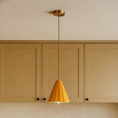 Edit Iris Ceramic Ceiling Pendant Light Ochre Yellow from B&Q