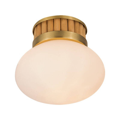 Edit Flor Glass Semi-Flush Glass Ceiling Light Antique Brass / Natural from B&Q