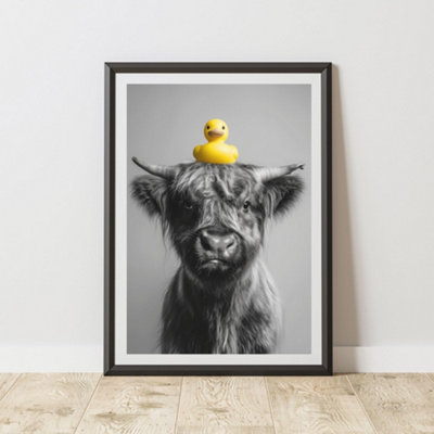 60 Second Makeover Limited Funny Highland Cow Rubber Duck Print A3 Size from B&Q