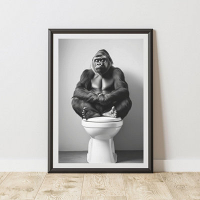 60 Second Makeover Limited Funny Gorilla Toilet Print A4 Size from B&Q