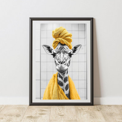 60 Second Makeover Limited Funny Giraffe Towel Print A3 Size from B&Q