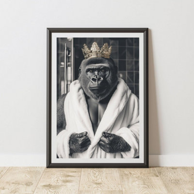 60 Second Makeover Limited Funny Gorilla And Crown Print A3 Size from B&Q