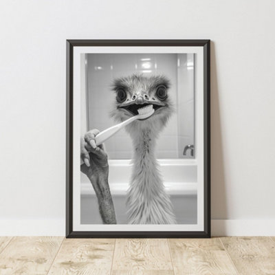 60 Second Makeover Limited Emu Brushing Teeth Animal Print A3 Size from B&Q