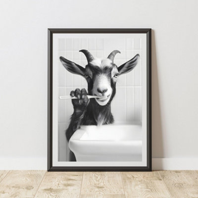 60 Second Makeover Limited Goat Brushing Teeth Animal Print A4 Size from B&Q