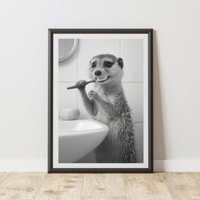 60 Second Makeover Limited Mongoose Brushing Teeth Animal Print A4 Size from B&Q