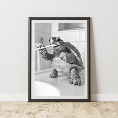 60 Second Makeover Limited Turtle Brushing Teeth Animal Print A3 Size from B&Q