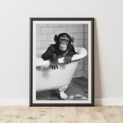 60 Second Makeover Limited Monkey In The Bath Animal Print A4 Size from B&Q