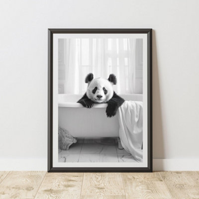 B&Q -  Panda In The Bath Animal Print A3 Size - Image 3
