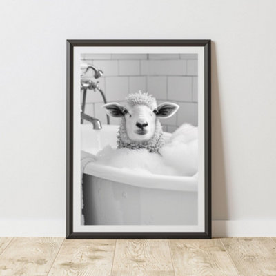 60 Second Makeover Limited Sheep In The Bath Animal Print A4 Size from B&Q