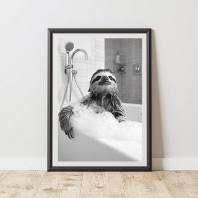 60 Second Makeover Limited Sloth In The Bath Animal Print A3 Size from B&Q