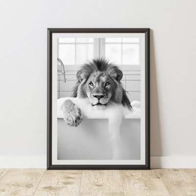 60 Second Makeover Limited Lion In The Bath Animal Print A3 Size from B&Q