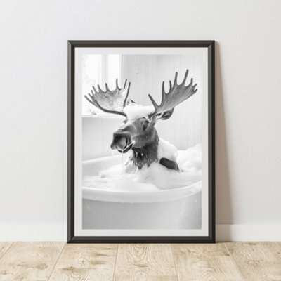 60 Second Makeover Limited Moose In The Bath Animal Print A4 Size from B&Q