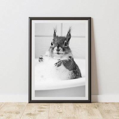 60 Second Makeover Limited Squirrel In The Bath Animal Print A3 Size from B&Q