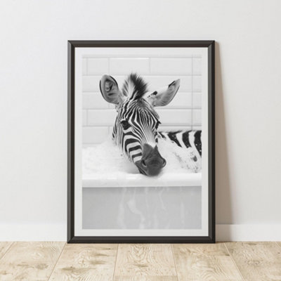 60 Second Makeover Limited Zebra In The Bath Animal Print A3 Size from B&Q
