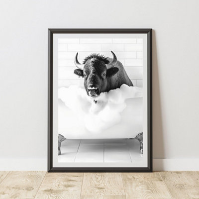 60 Second Makeover Limited Bison In The Bath Animal Print A3 Size from B&Q