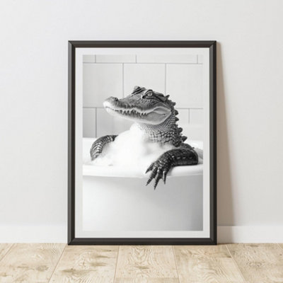 60 Second Makeover Limited Crocodile In The Bath Animal Print A3 Size from B&Q