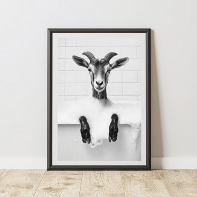 60 Second Makeover Limited Goat In The Bath Animal Print A4 Size from B&Q