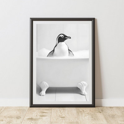 60 Second Makeover Limited Penguin In The Bath Animal Print A3 Size from B&Q
