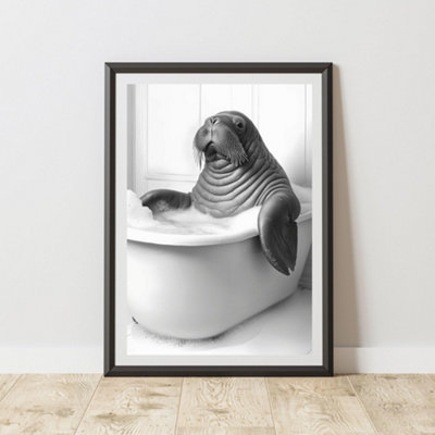 60 Second Makeover Limited Walrus In The Bath Animal Print A4 Size from B&Q