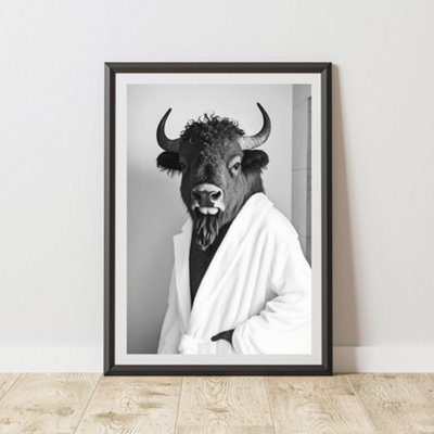 60 Second Makeover Limited Bison Bathrobe Dressing Gown Animal Print A3 Size from B&Q