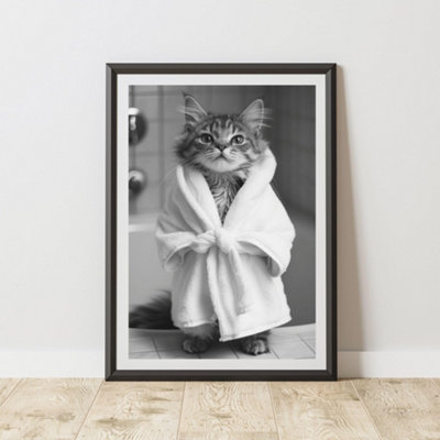 60 Second Makeover Limited Cat Bathrobe Dressing Gown Animal Print A3 Size from B&Q