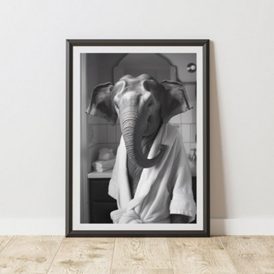 60 Second Makeover Limited Elephant Bathrobe Dressing Gown Animal Print A3 Size from B&Q