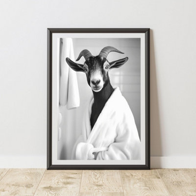 60 Second Makeover Limited Goat Bathrobe Dressing Gown Animal Print A3 Size from B&Q