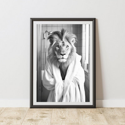 60 Second Makeover Limited Lion Bathrobe Dressing Gown Animal Print A3 Size from B&Q
