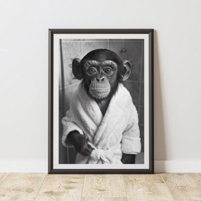 60 Second Makeover Limited Monkey Bathrobe Dressing Gown Animal Print A4 Size from B&Q