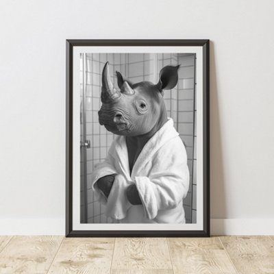 60 Second Makeover Limited Rhino Bathrobe Dressing Gown Animal Print A3 Size from B&Q