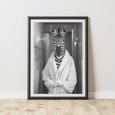 60 Second Makeover Limited Zebra Bathrobe Dressing Gown Animal Print A4 Size from B&Q