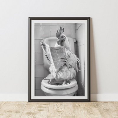 60 Second Makeover Limited Chicken On The Toilet Animal Print A4 Size from B&Q